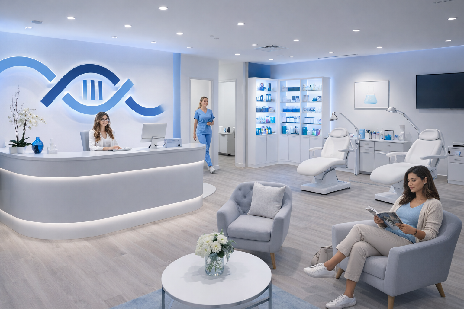 Modern medical spa reception area